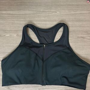 NWOT Zella XL zip Front Black Sports Bra